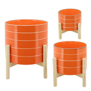 6-striped-planter-w-wood-stand-orange-2
