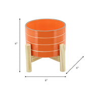 6-striped-planter-w-wood-stand-orange-3