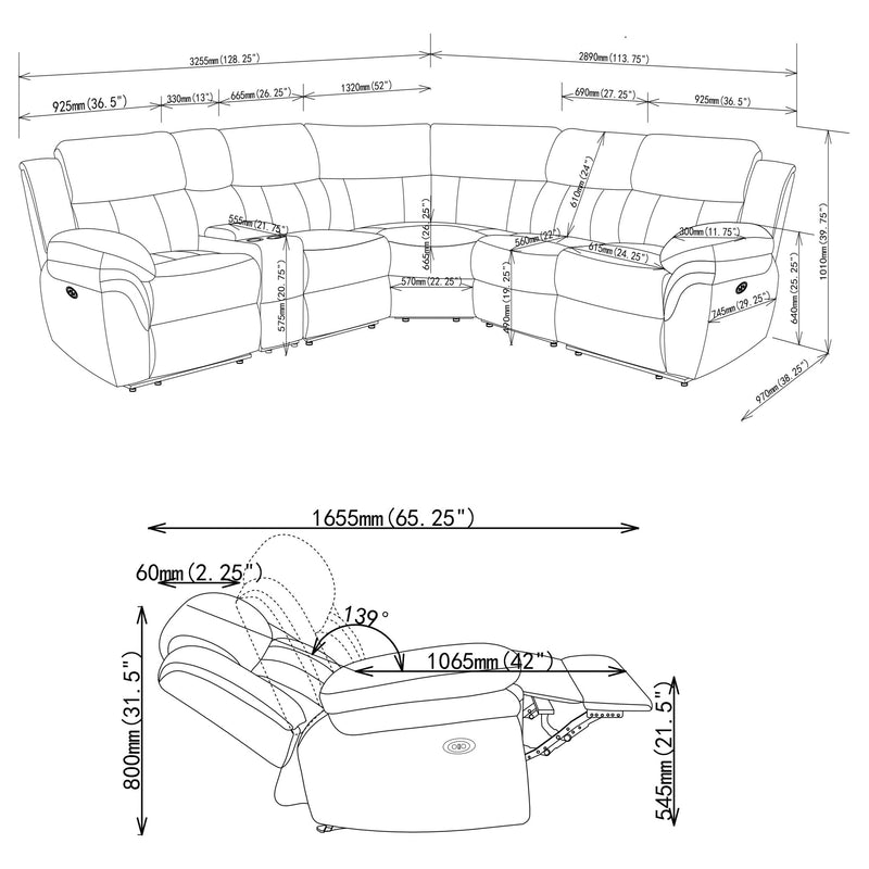 Bahrain Modular Power Reclining Sectional Sofa - Furniture City (CA)l