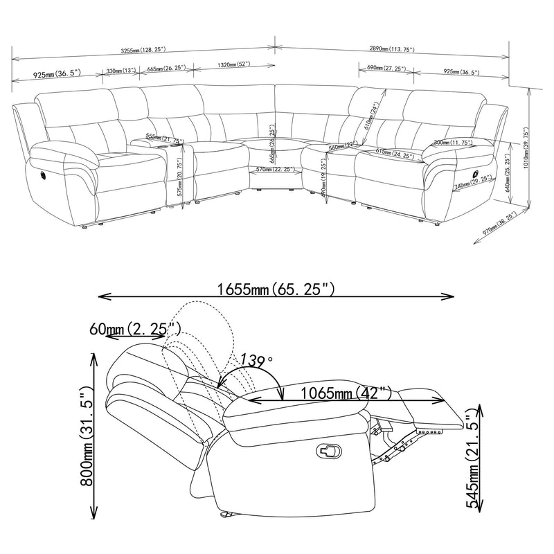 Bahrain Modular Reclining Sectional Sofa - Furniture City (CA)l