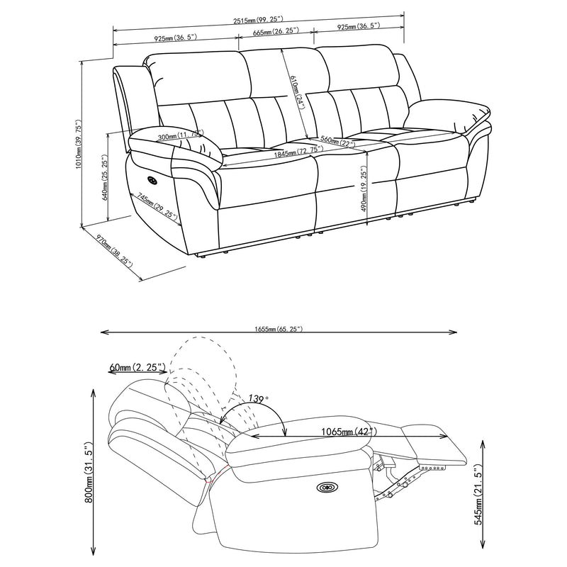 Bahrain Power Reclining Sofa - Furniture City (CA)l