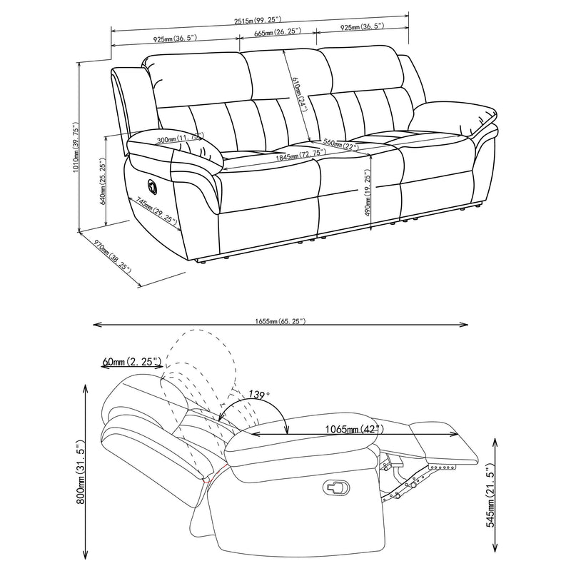 Bahrain Reclining Sofa - Furniture City (CA)l