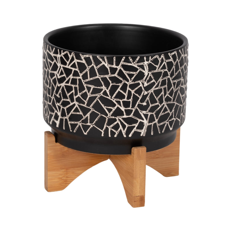 7-crackled-planter-w-wood-stand-black-3