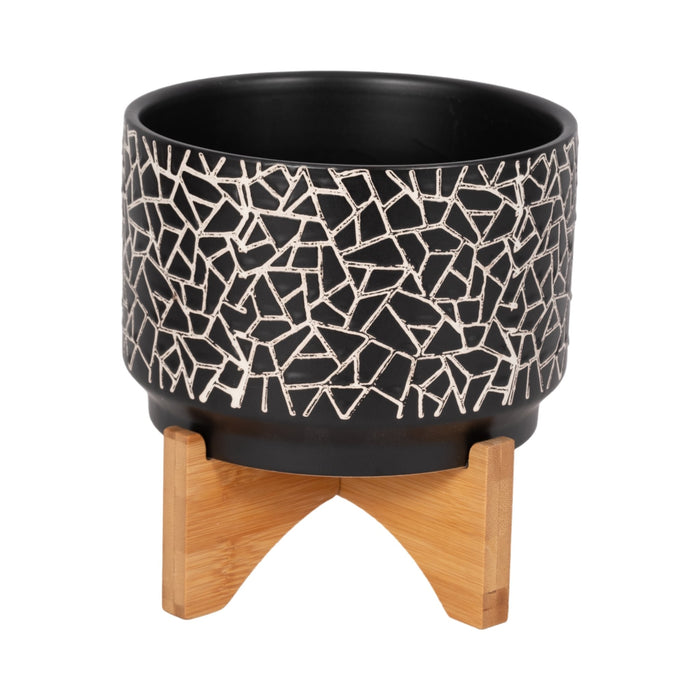 7-crackled-planter-w-wood-stand-black-4
