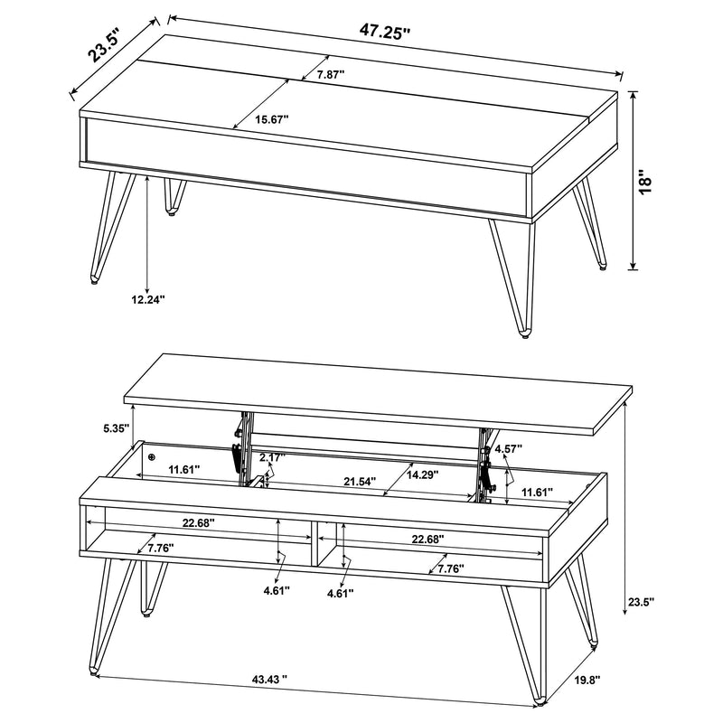 Fanning Lift-Top Coffee Table Set - Furniture City (CA)l