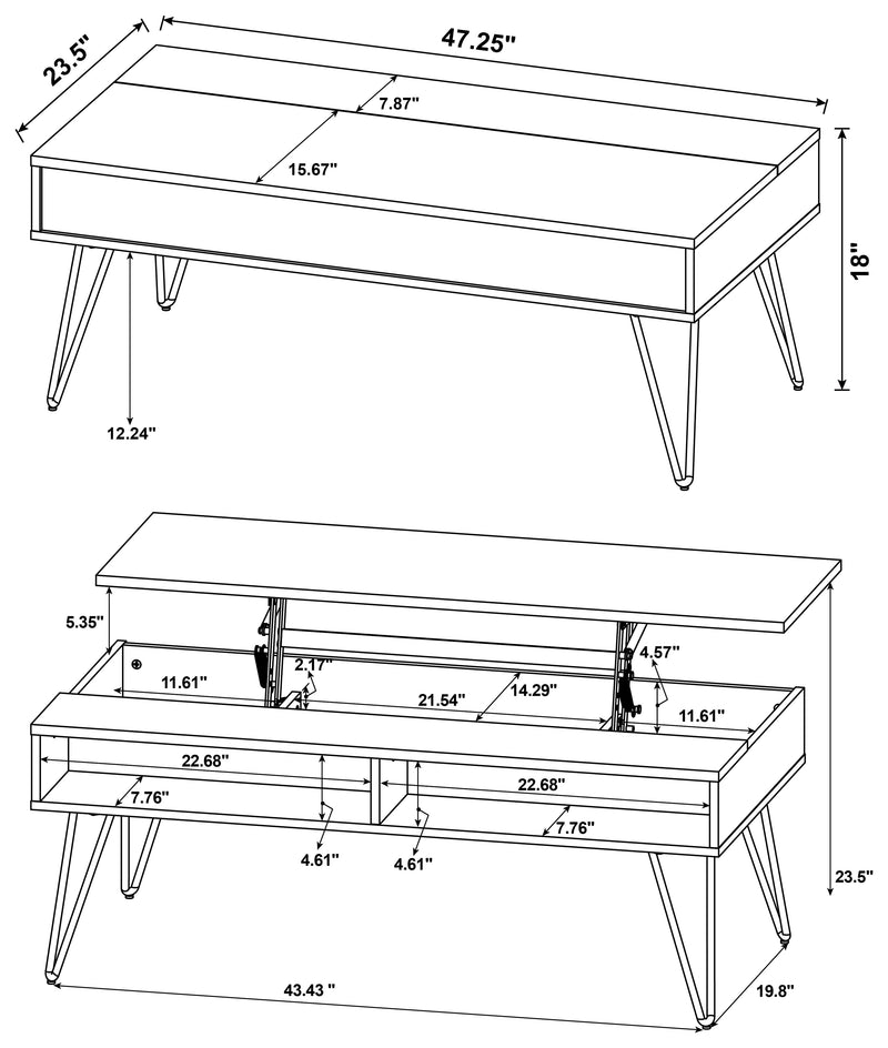 Fanning Lift-Top Coffee Table - Furniture City (CA)l