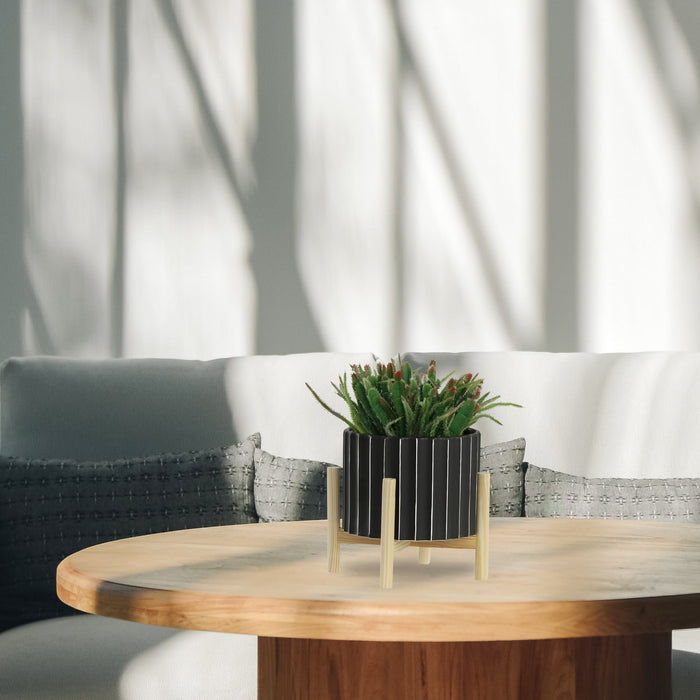 8-ceramic-fluted-planter-w-wood-stand-black-10