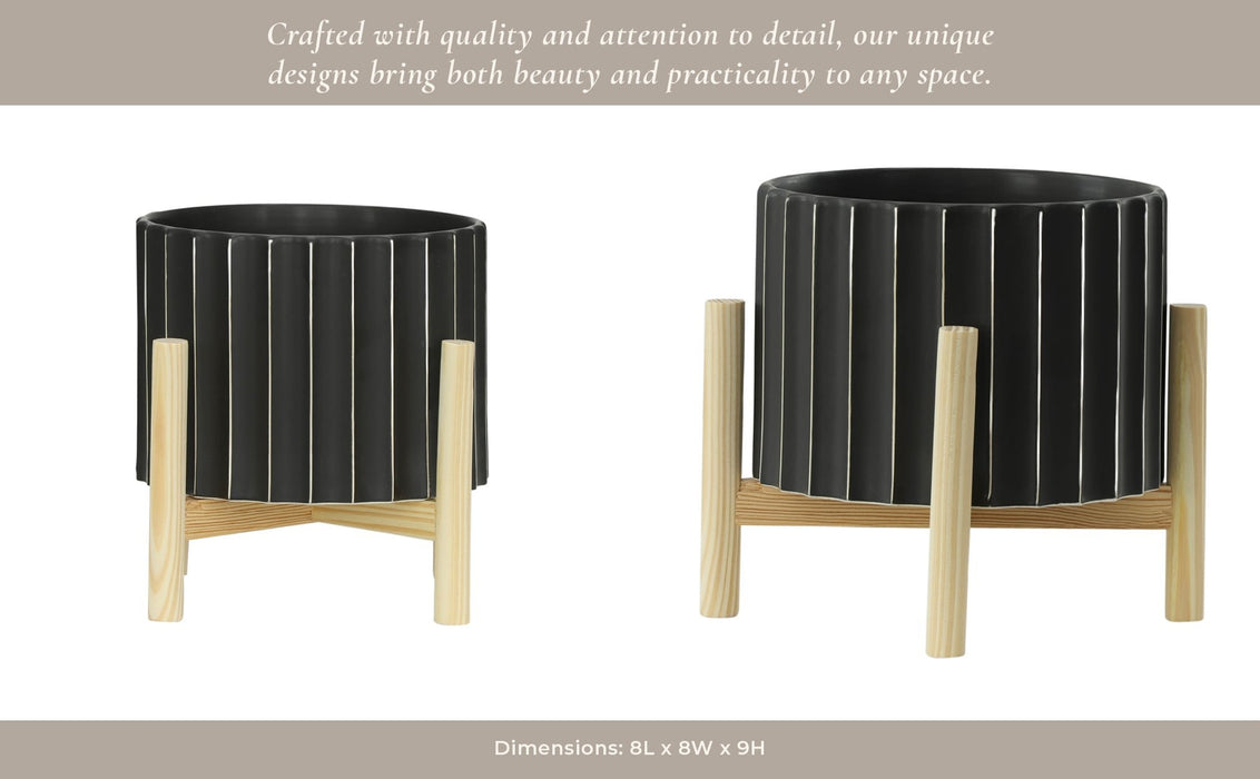 8-ceramic-fluted-planter-w-wood-stand-black-13