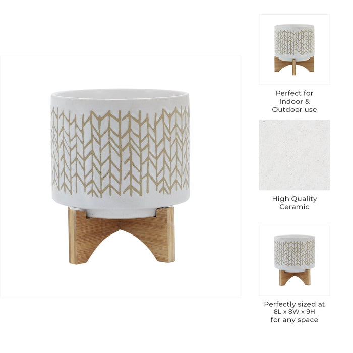 8-chevron-planter-w-wood-stand-beige-10