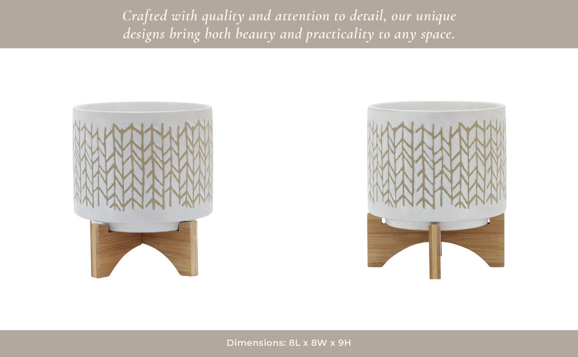 8-chevron-planter-w-wood-stand-beige-14