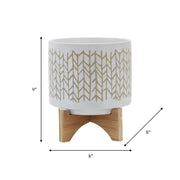 8-chevron-planter-w-wood-stand-beige-9