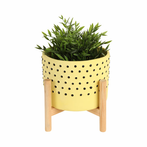8-dotted-planter-w-wood-stand-yellow-2