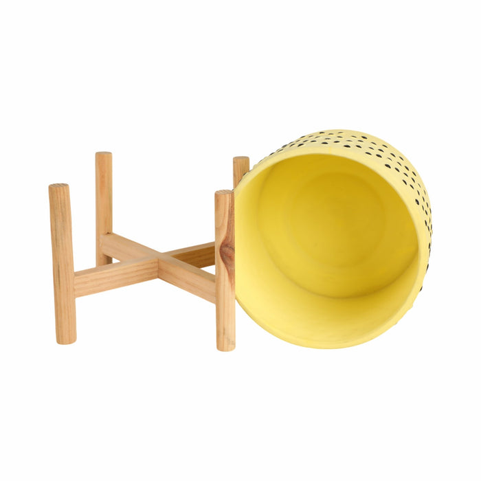 8-dotted-planter-w-wood-stand-yellow-7