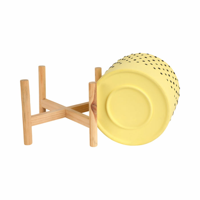 8-dotted-planter-w-wood-stand-yellow-8
