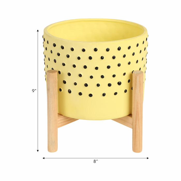 8-dotted-planter-w-wood-stand-yellow-9