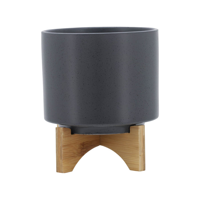 8-planter-w-wood-stand-matte-gray-1
