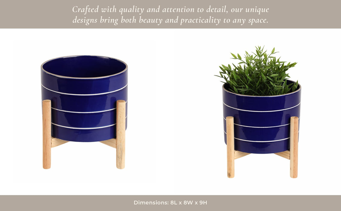 8-striped-planter-w-wood-stand-navy-12