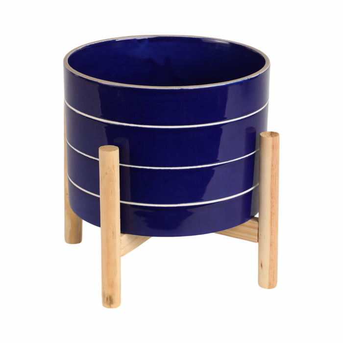 8-striped-planter-w-wood-stand-navy-3