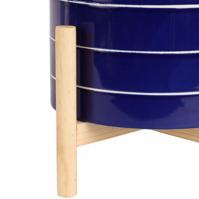 8-striped-planter-w-wood-stand-navy-5