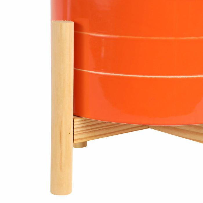 8-striped-planter-w-wood-stand-orange-5