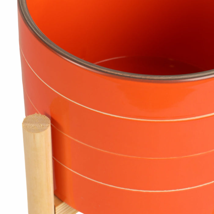 8-striped-planter-w-wood-stand-orange-6