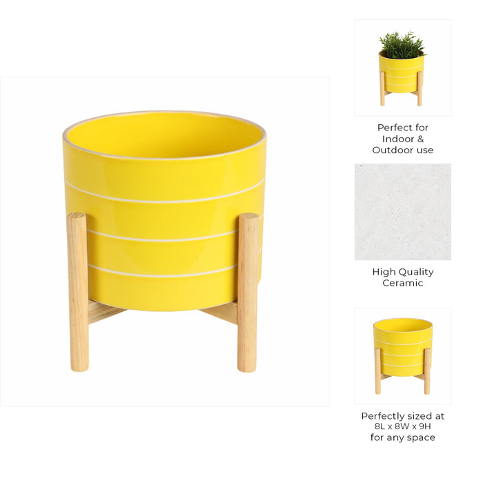 8-striped-planter-w-wood-stand-yellow-10