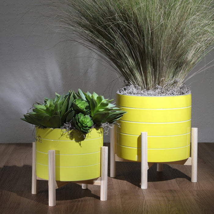 8-striped-planter-w-wood-stand-yellow-11