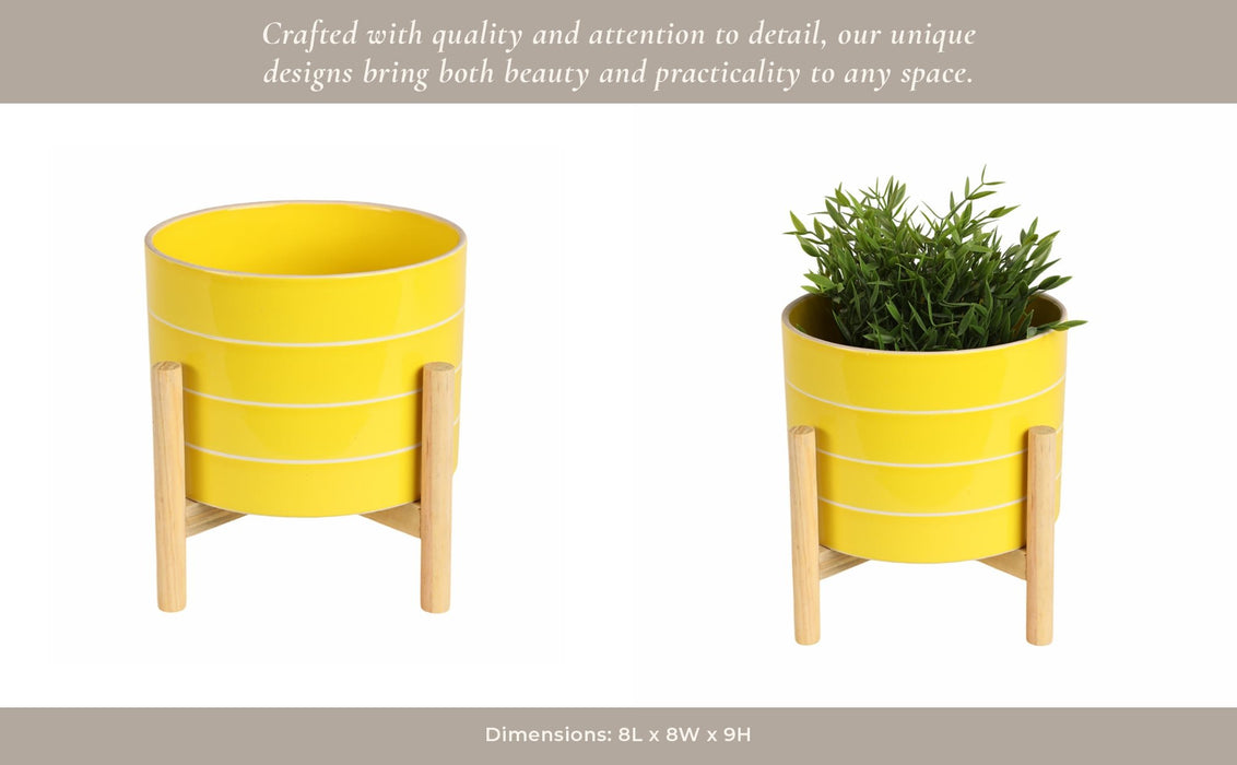 8-striped-planter-w-wood-stand-yellow-14
