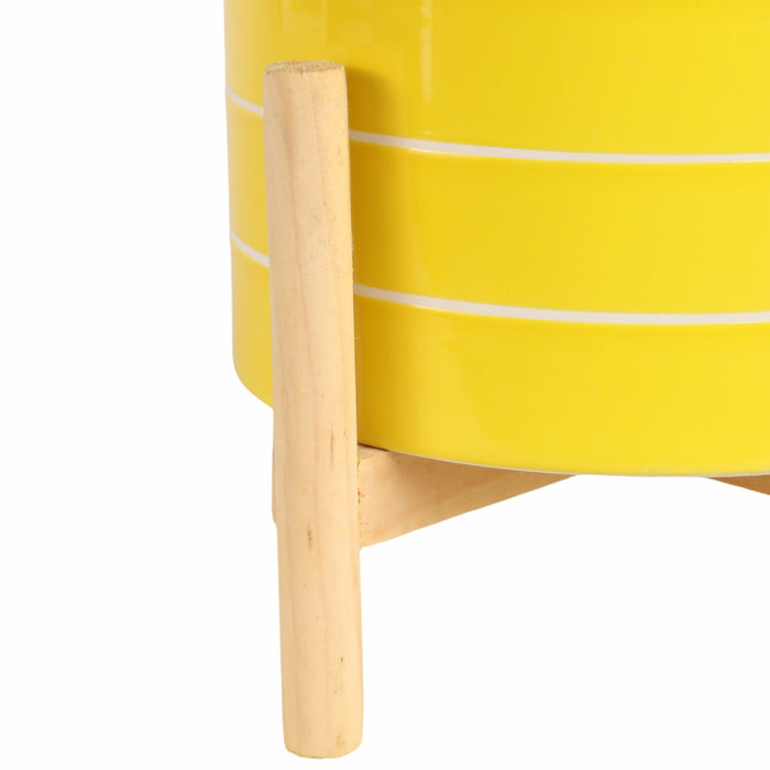 8-striped-planter-w-wood-stand-yellow-5