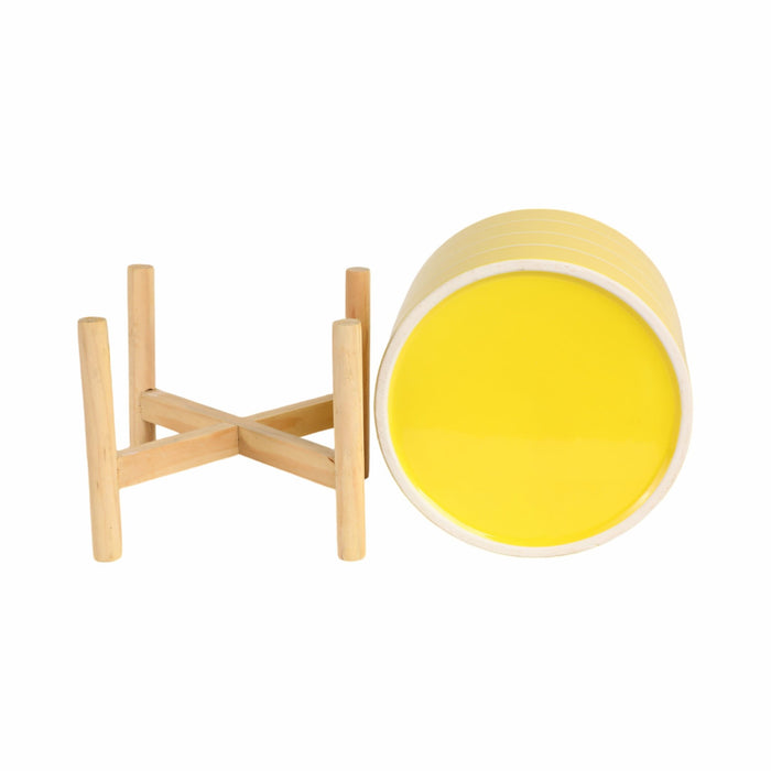 8-striped-planter-w-wood-stand-yellow-8