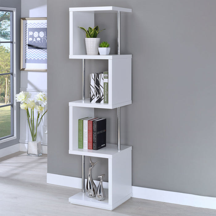 Baxter 4-shelf Bookcase Black and Chrome