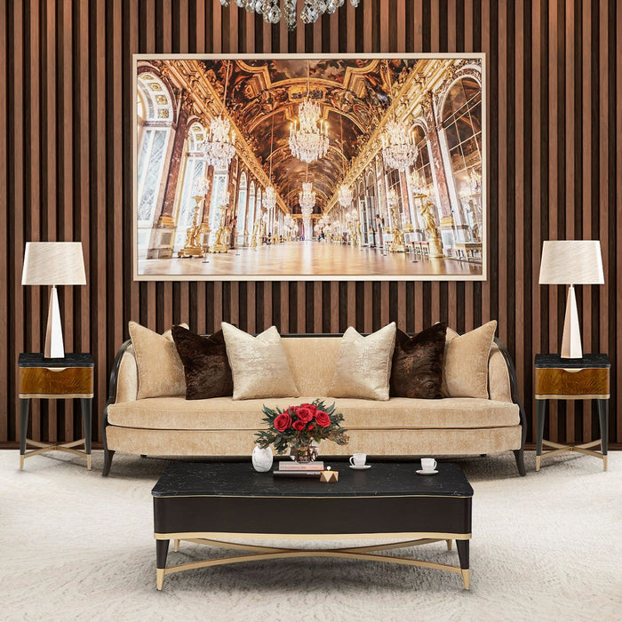 AICO Malibu Crest End Table in Crotch Mahogany