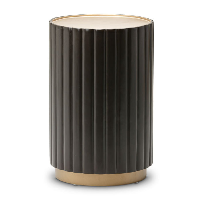 AICO Malibu Crest Round Chairside Table in Dark Espresso