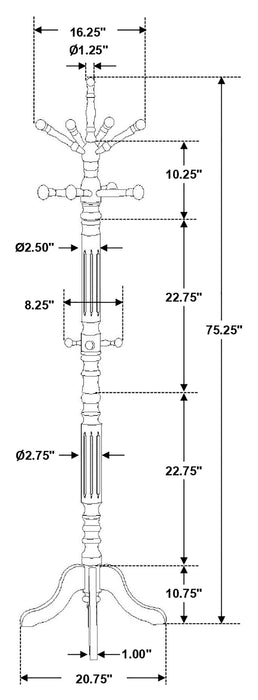 Achelle Coat Rack with 11 Hooks Tobacco