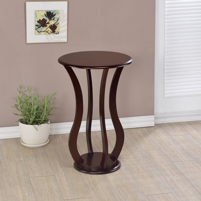 Elton Round Marble Top Accent Table Brown
