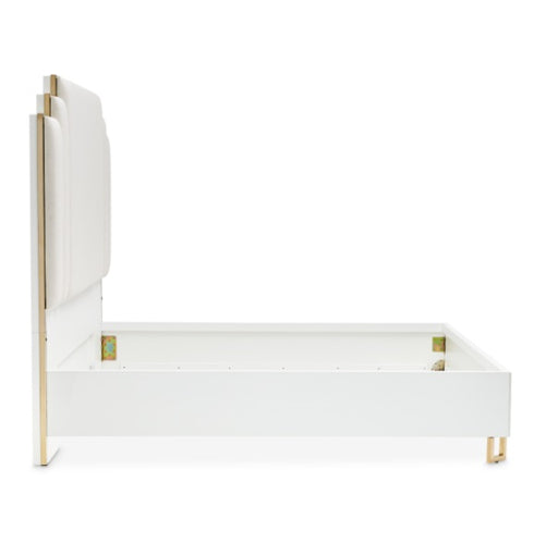 AICO Furniture Palm Gate King Upholstered Platform Bed in Cloud White