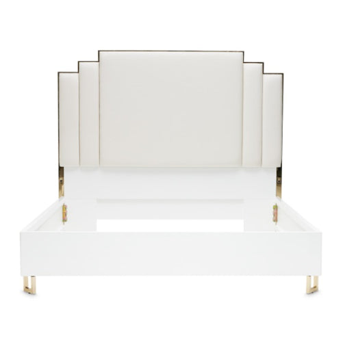 AICO Furniture Palm Gate King Upholstered Platform Bed in Cloud White