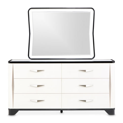 AICO Furniture Tuxedo Dresser Mirror in Piano Keyboard