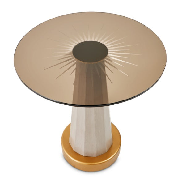 AICO Furniture St.Charles Chairside Table in Dove Gray