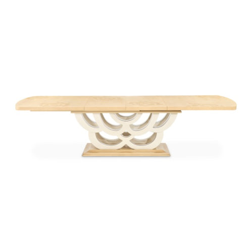 AICO Furniture Camellia Field Rectangular Pedestal Dining Table in Caramel