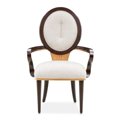 AICO Furniture Camellia Field Arm Chair in Warm Pecan