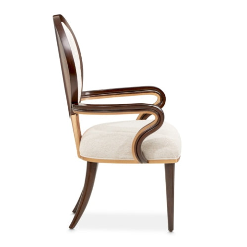 AICO Furniture Camellia Field Arm Chair in Warm Pecan