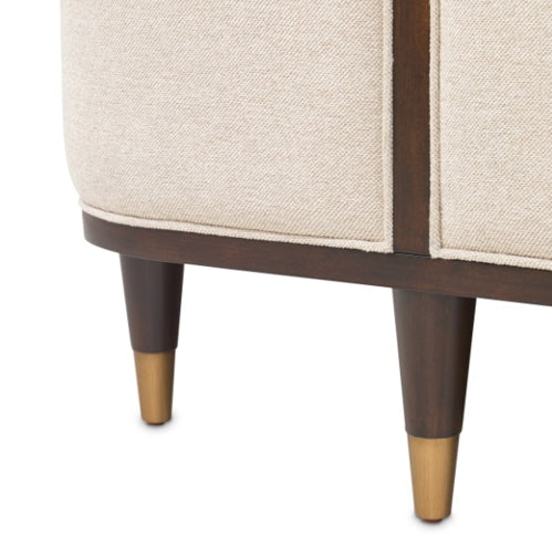 AICO Furniture Camellia Field Queen Upholstered Panel Bed in Warm Pecan