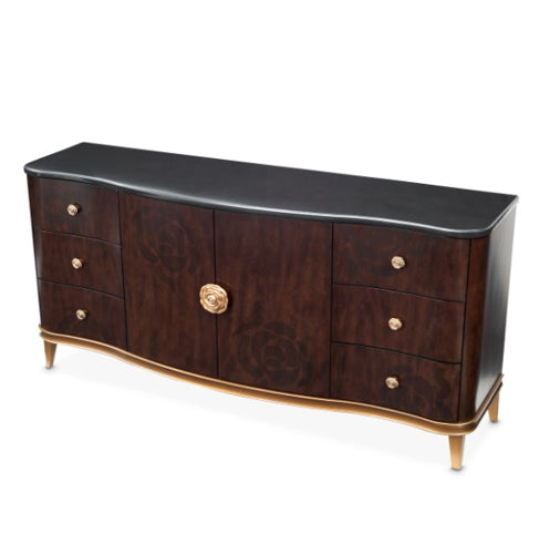 AICO Furniture Camellia Field Dresser in Warm Pecan