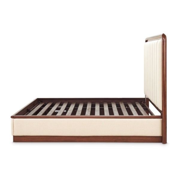 AICO Furniture Mason Park Queen Channel Tufted Bed in Umber