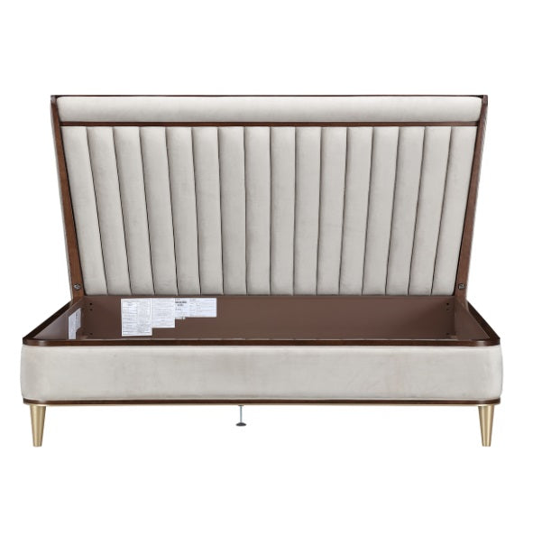 AICO Furniture Houston Queen Channel Tufted Bed in Walnut