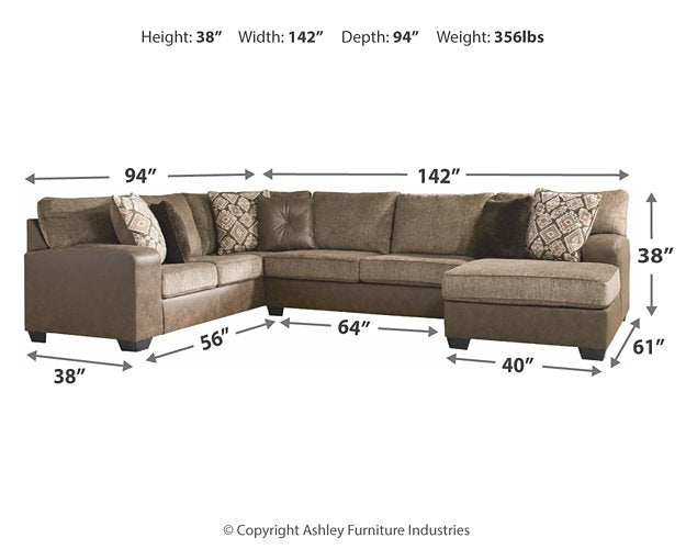 Abalone 3-Piece Sectional with Chaise - Furniture City (CA)l