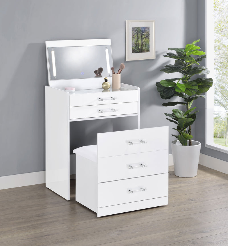Danbury Makeup Vanity Table with LED Mirror and Stool - Furniture City (CA)l