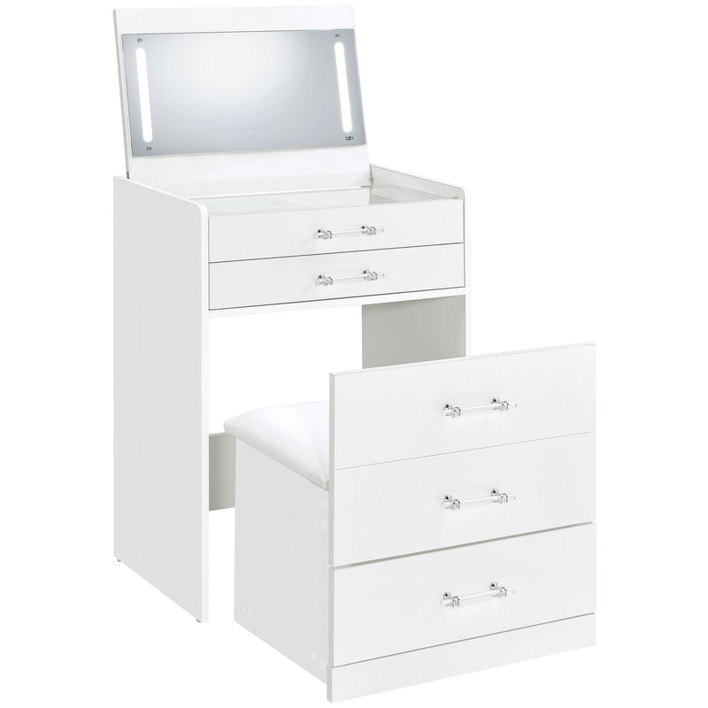Danbury Makeup Vanity Table with LED Mirror and Stool - Furniture City (CA)l