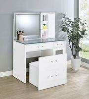 Flora Makeup Vanity Table with LED Mirror and Stool - Furniture City (CA)l